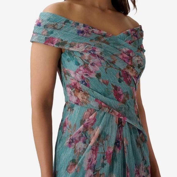 ADRIANNA PAPELL OFF THE SHOULDER LONG DRESS SIZE 8 - Picture 2 of 4